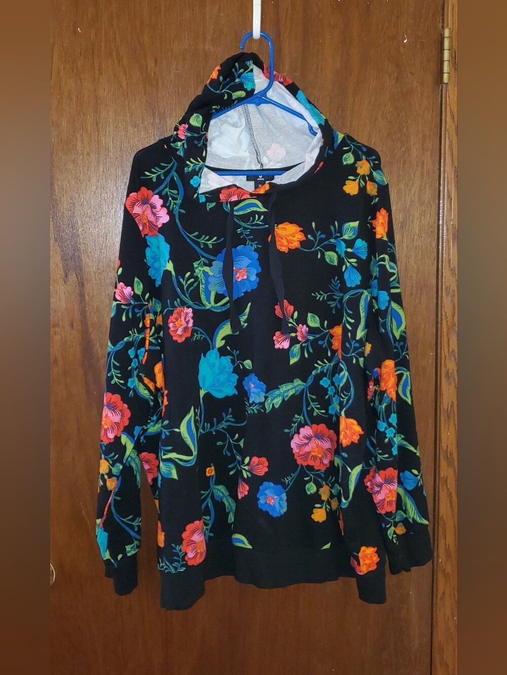 Jason Wu Black Floral French Terry Hoodie Sz 3x